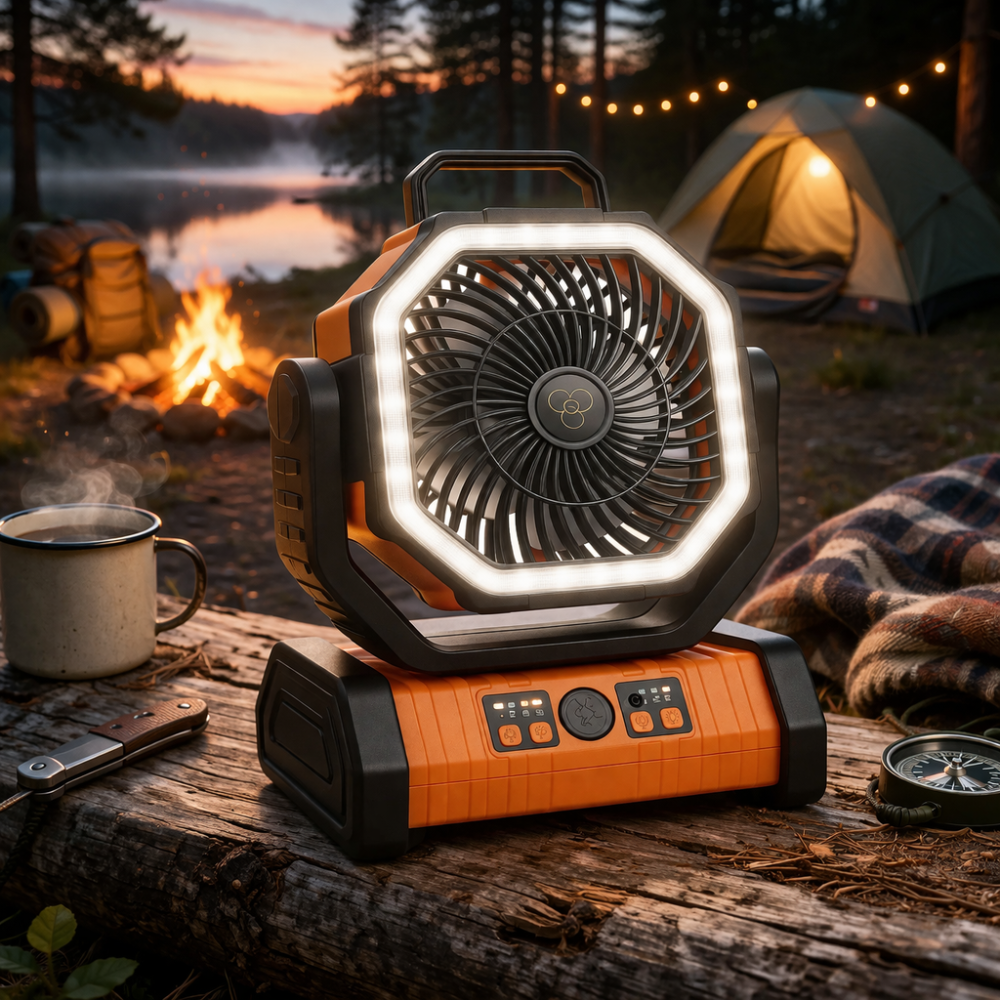 Camping Fan Rechargeable LED 3-in-1 - Field & Wild