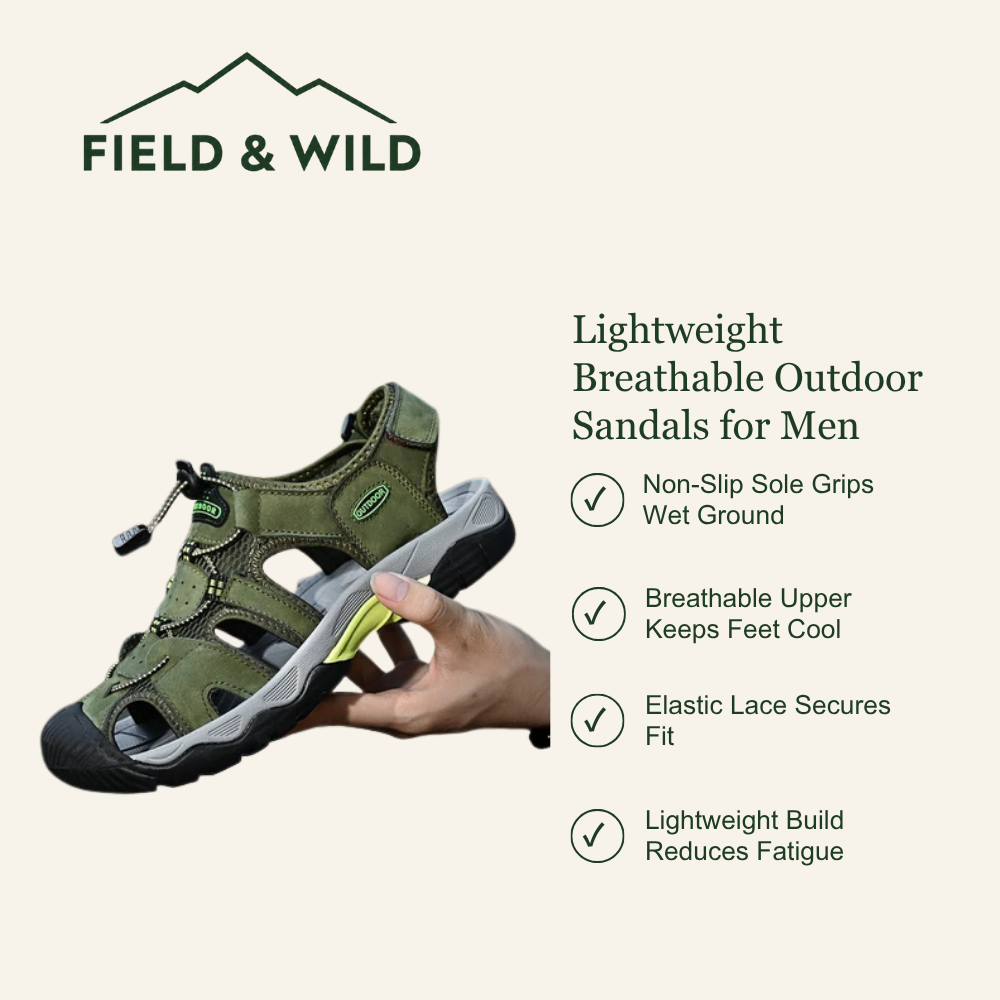 Men’s Breathable Outdoor Sandals with Adjustable Elastic Lace