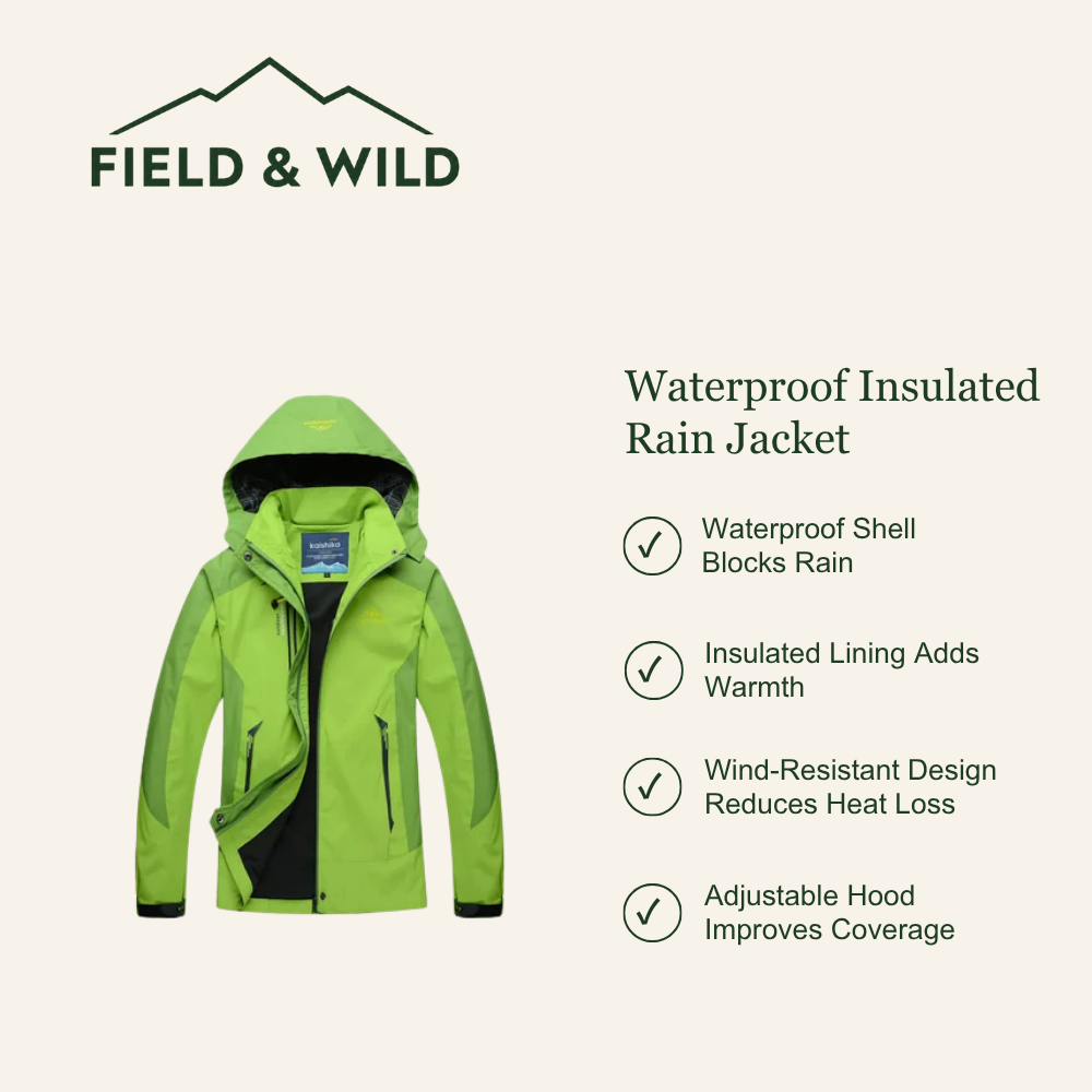 Insulated Waterproof Rain Jacket with Adjustable Hood