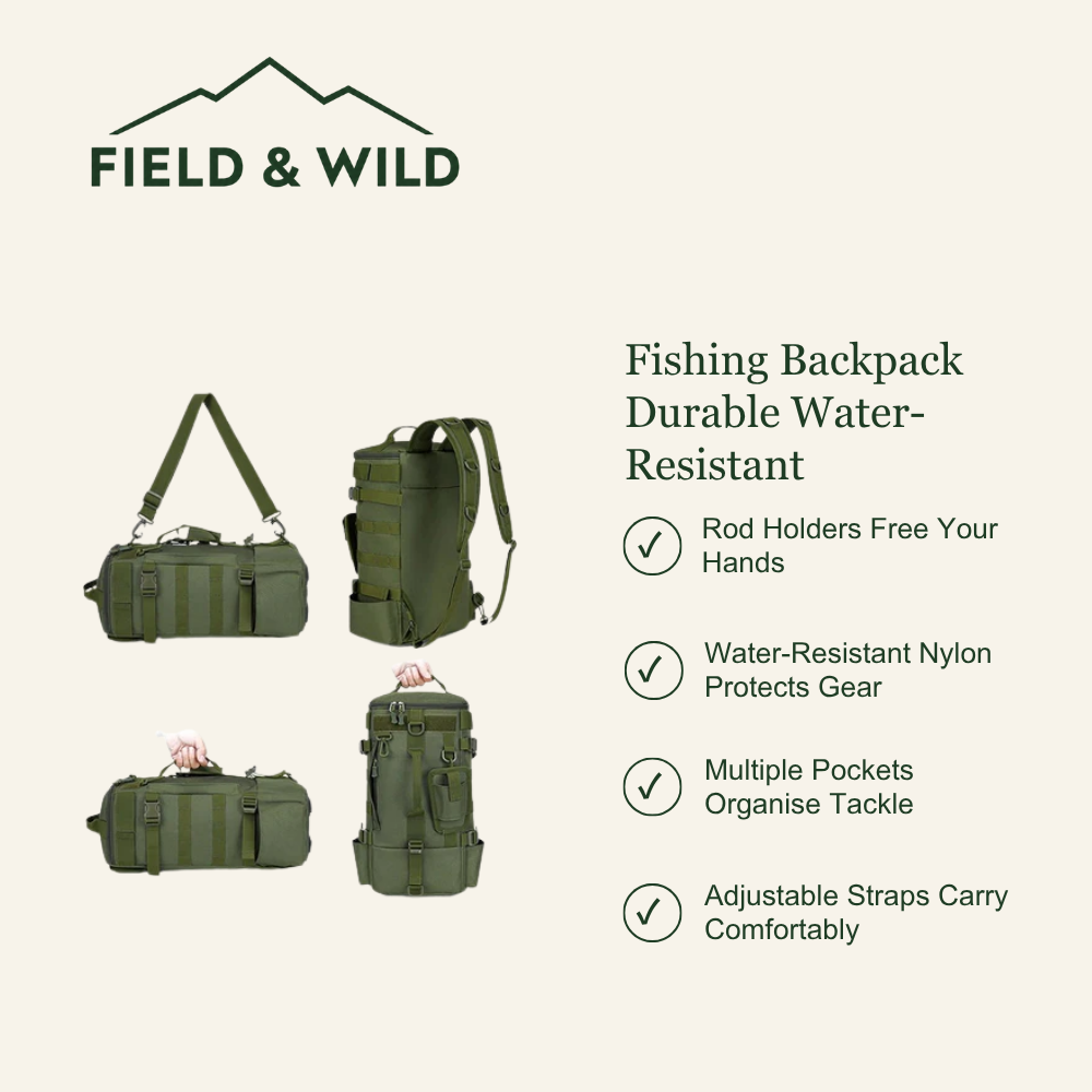 Water-Resistant Fishing Backpack with Rod Holders