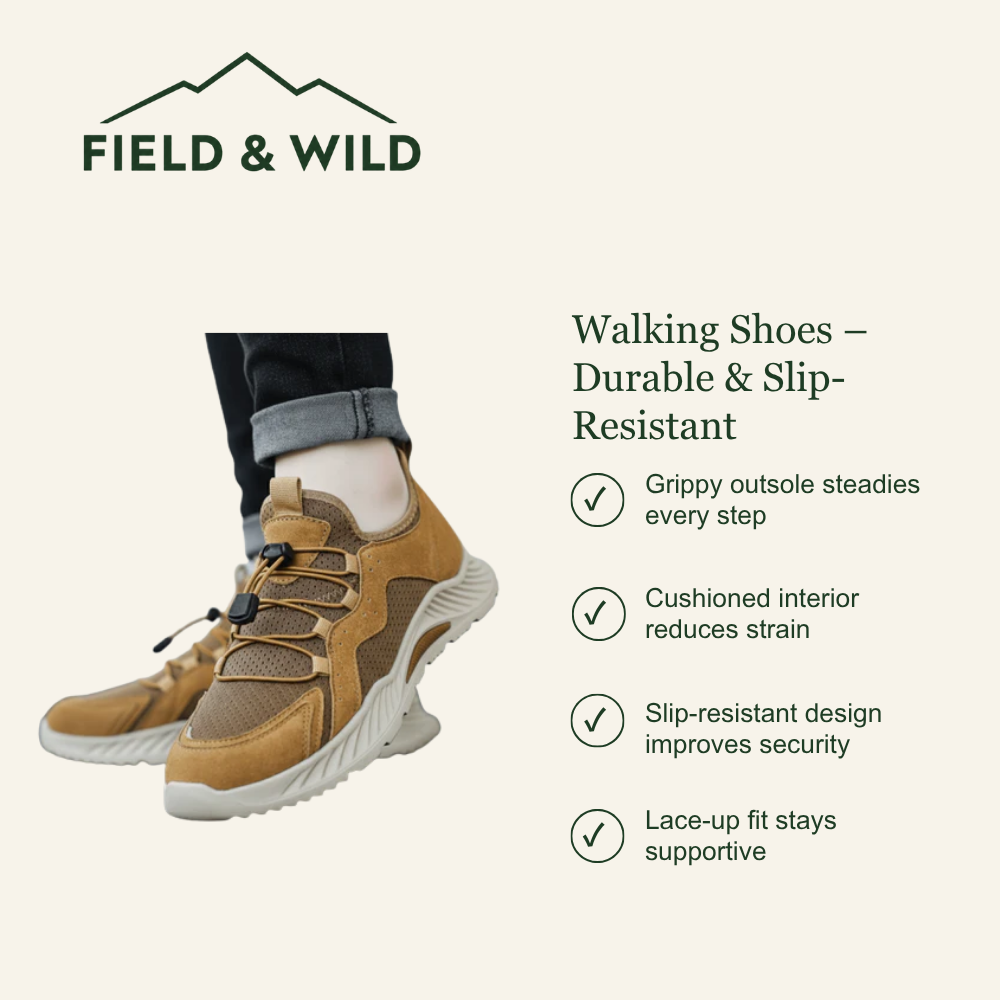 Durable Walking Shoes with Slip-Resistant Rubber Sole