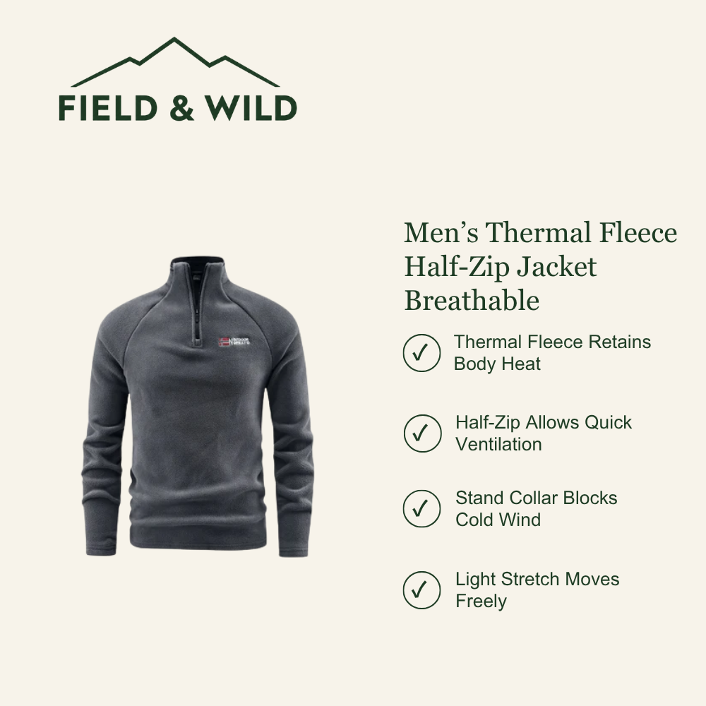 Men’s Half-Zip Fleece Pullover with Stand Collar