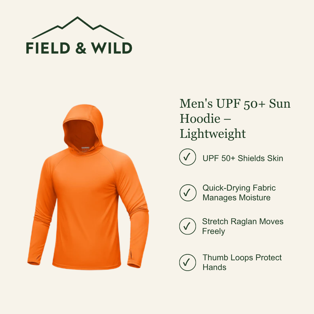 Men’s Lightweight UPF 50+ Sun Hoodie with Thumb Loops