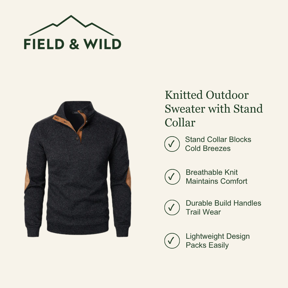 Warm Knitted Outdoor Sweater with Stand Collar