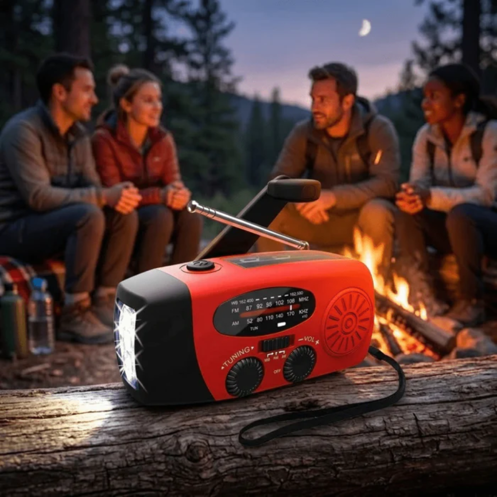 Compact Emergency Radio with LED Light & 1200mAh Power Bank