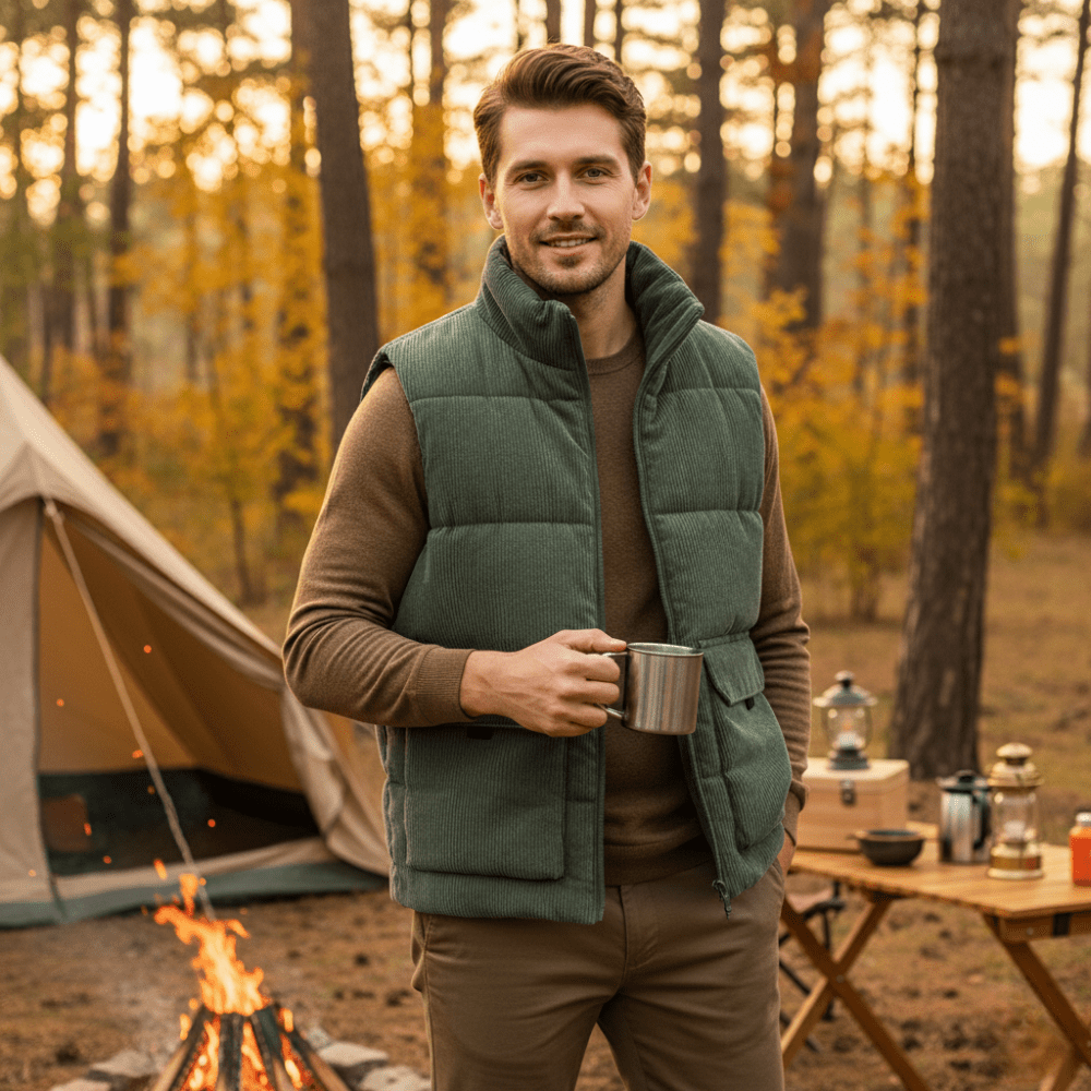 Men’s Fleece-Lined Outdoor Gilet with Stand Collar | Active Peaks-Field & Wild