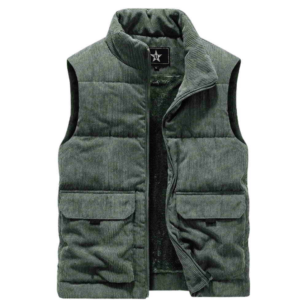 Men’s Fleece-Lined Outdoor Gilet with Stand Collar | Active Peaks-Field & Wild