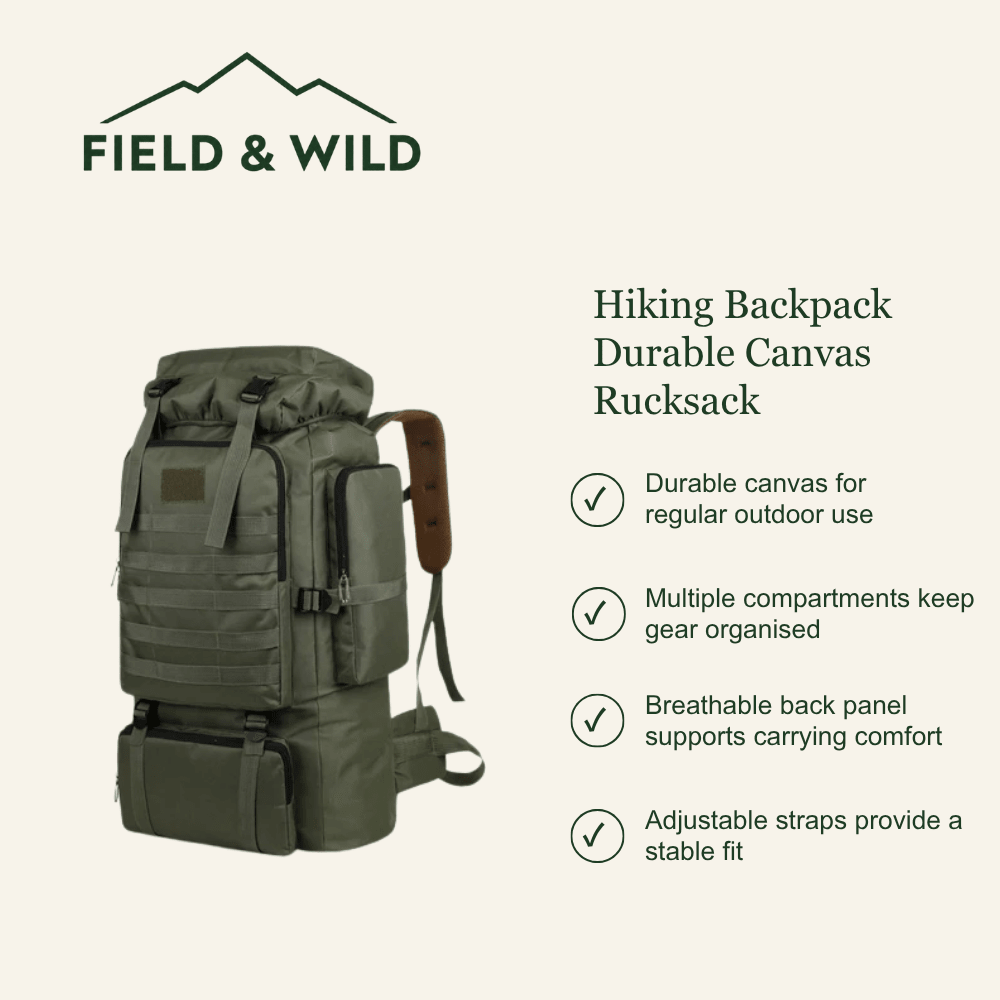 Hiking Backpack Durable Canvas Rucksack - Field & Wild-Field & Wild