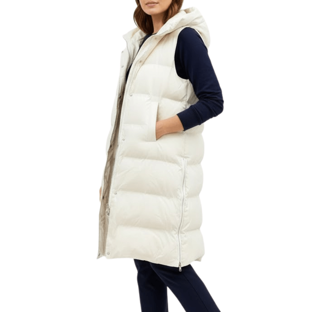 Longline Hooded Puffer Vest with Lightweight Padding-Field & Wild