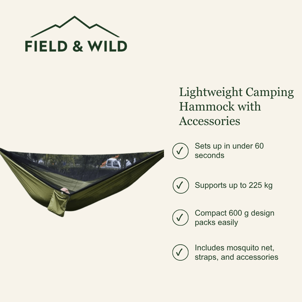 Lightweight Camping Hammock with Accessories - Field & Wild-Field & Wild