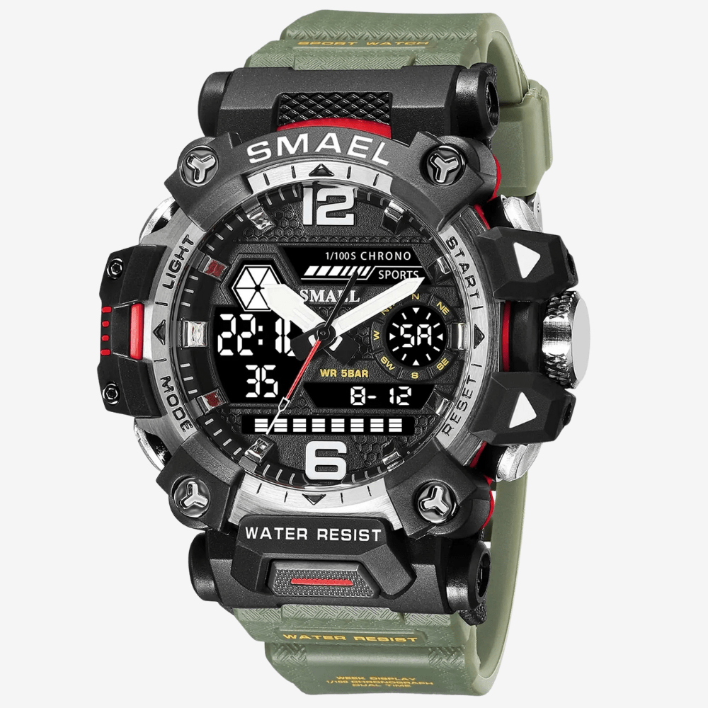 Rugged Outdoor Watch with Dual Display & 50m Water Resistance-Field & Wild