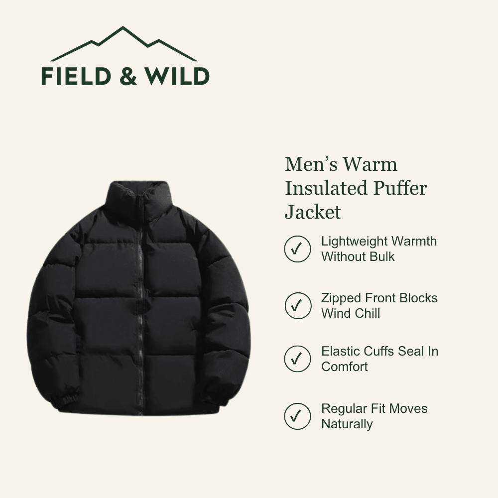 Men’s Lightweight Insulated Puffer Jacket for Winter Walks-Field & Wild
