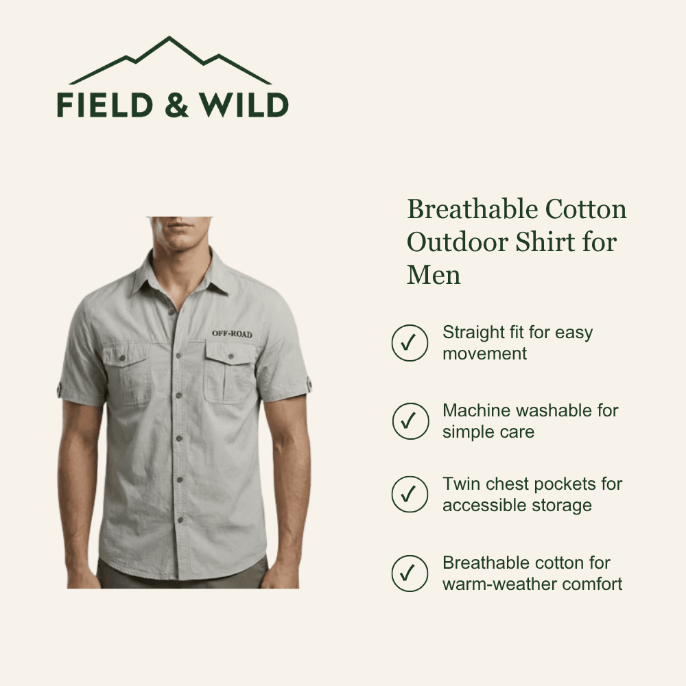 Breathable Cotton Outdoor Shirt for Men - Field & Wild-Field & Wild