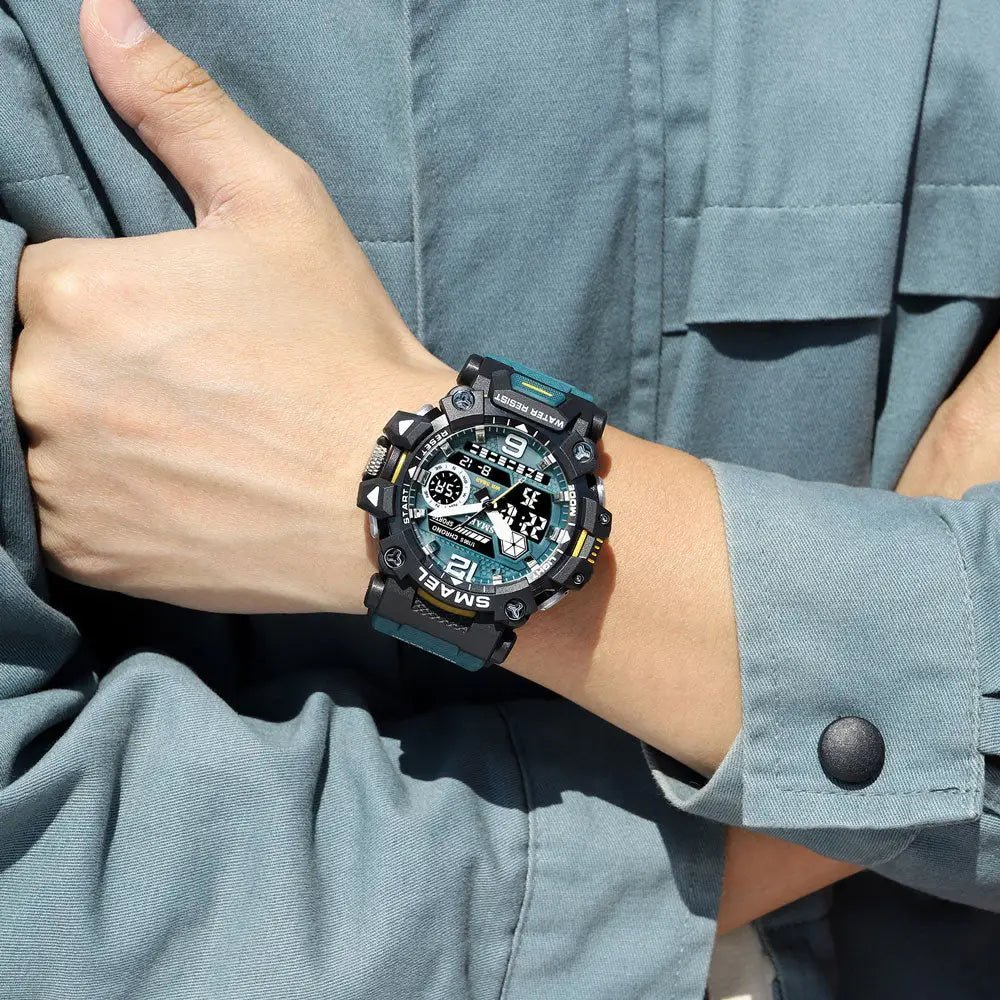 Rugged Outdoor Watch with Dual Display & 50m Water Resistance-Field & Wild