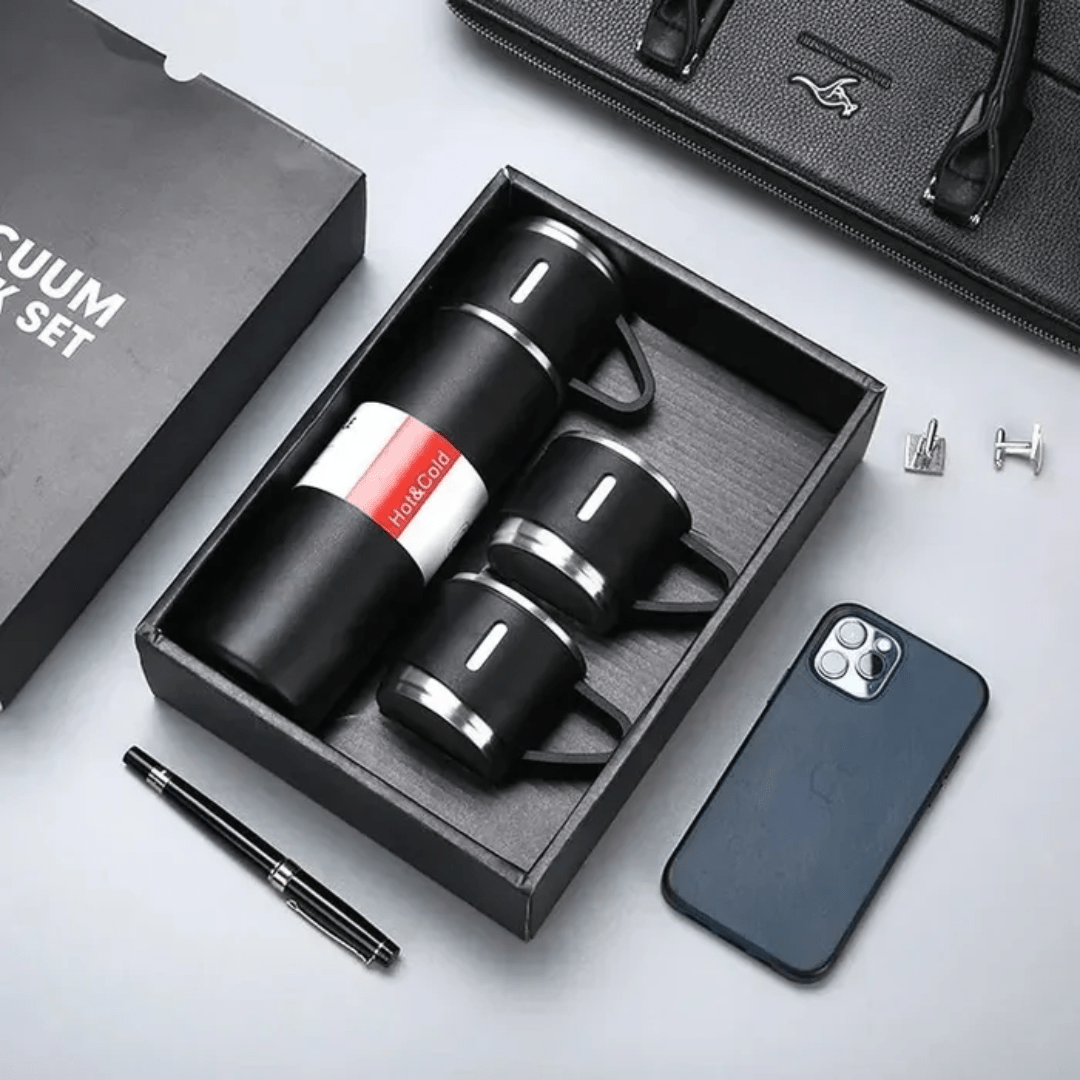 500ml Vacuum Insulated Stainless Steel Flask with Cups-Field & Wild