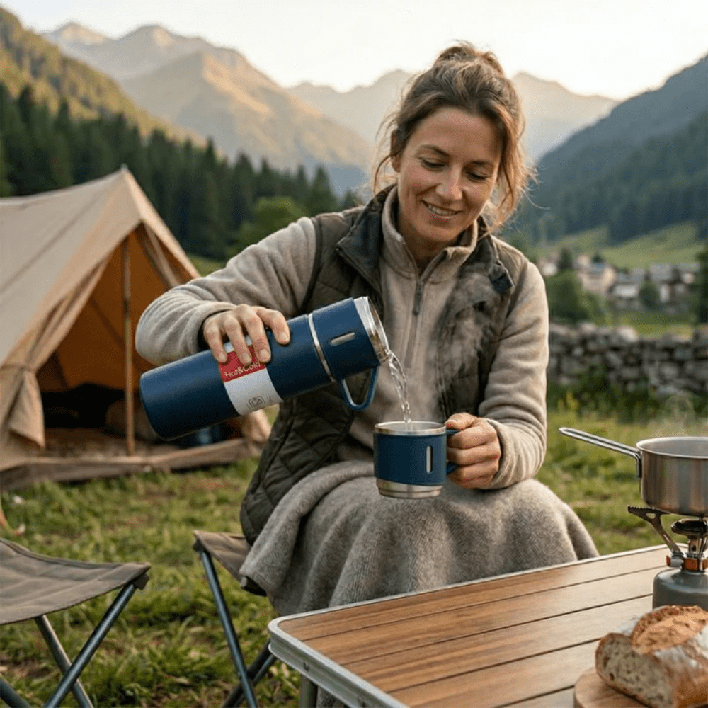 500ml Vacuum Insulated Stainless Steel Flask with Cups-Field & Wild