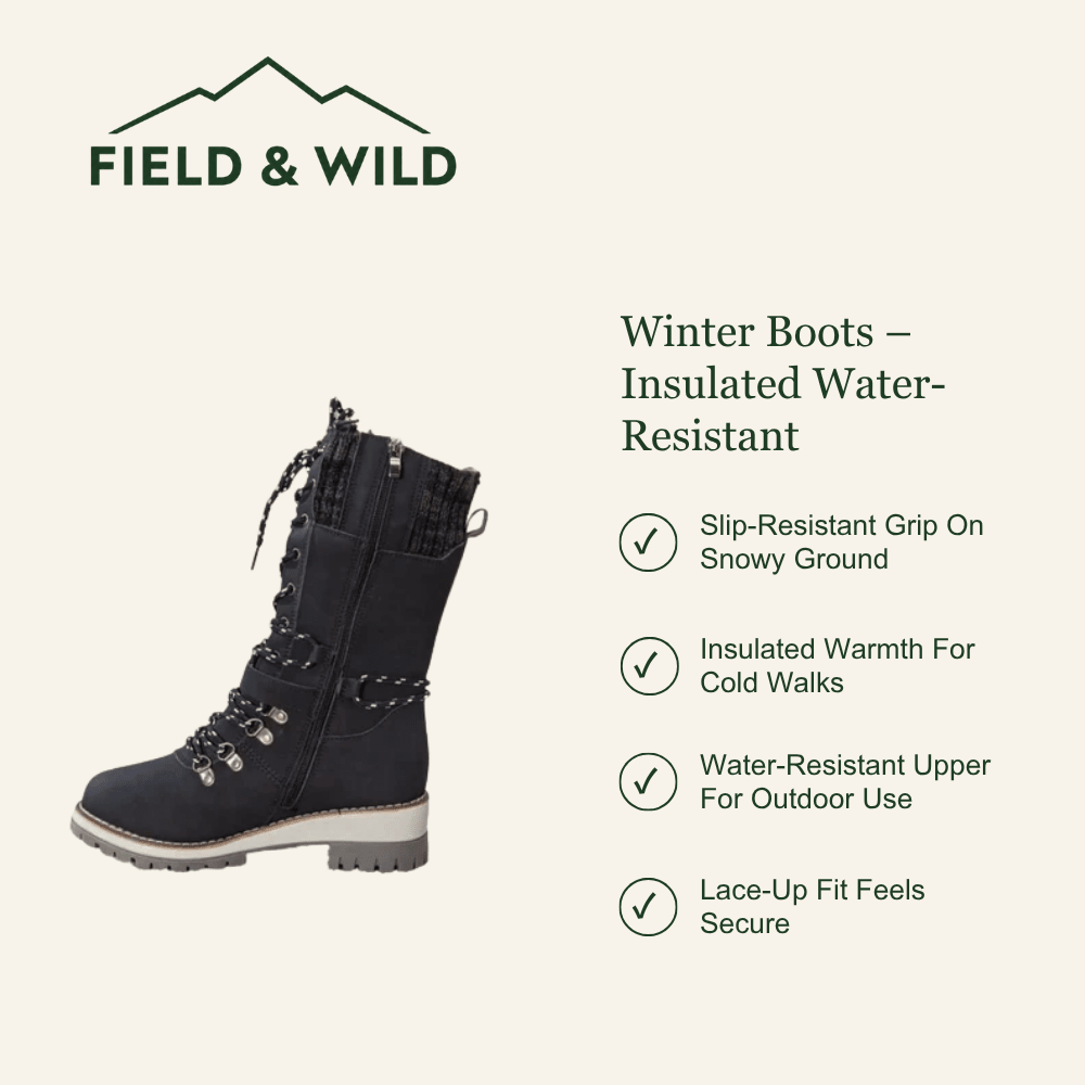 Women’s Insulated Winter Boots with Water-Resistant Grip Sole-Field & Wild