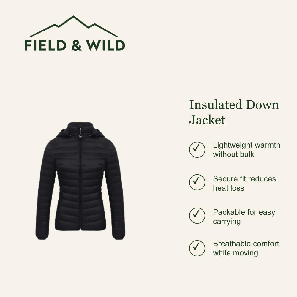 Women’s Lightweight Insulated Down Jacket for Outdoor Wear-Field & Wild