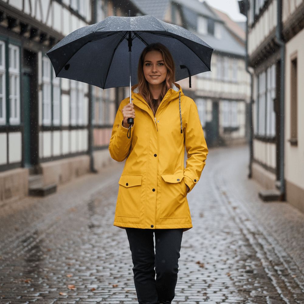 Women’s Hooded Rain Jacket with Windproof Storm Flap-Field & Wild