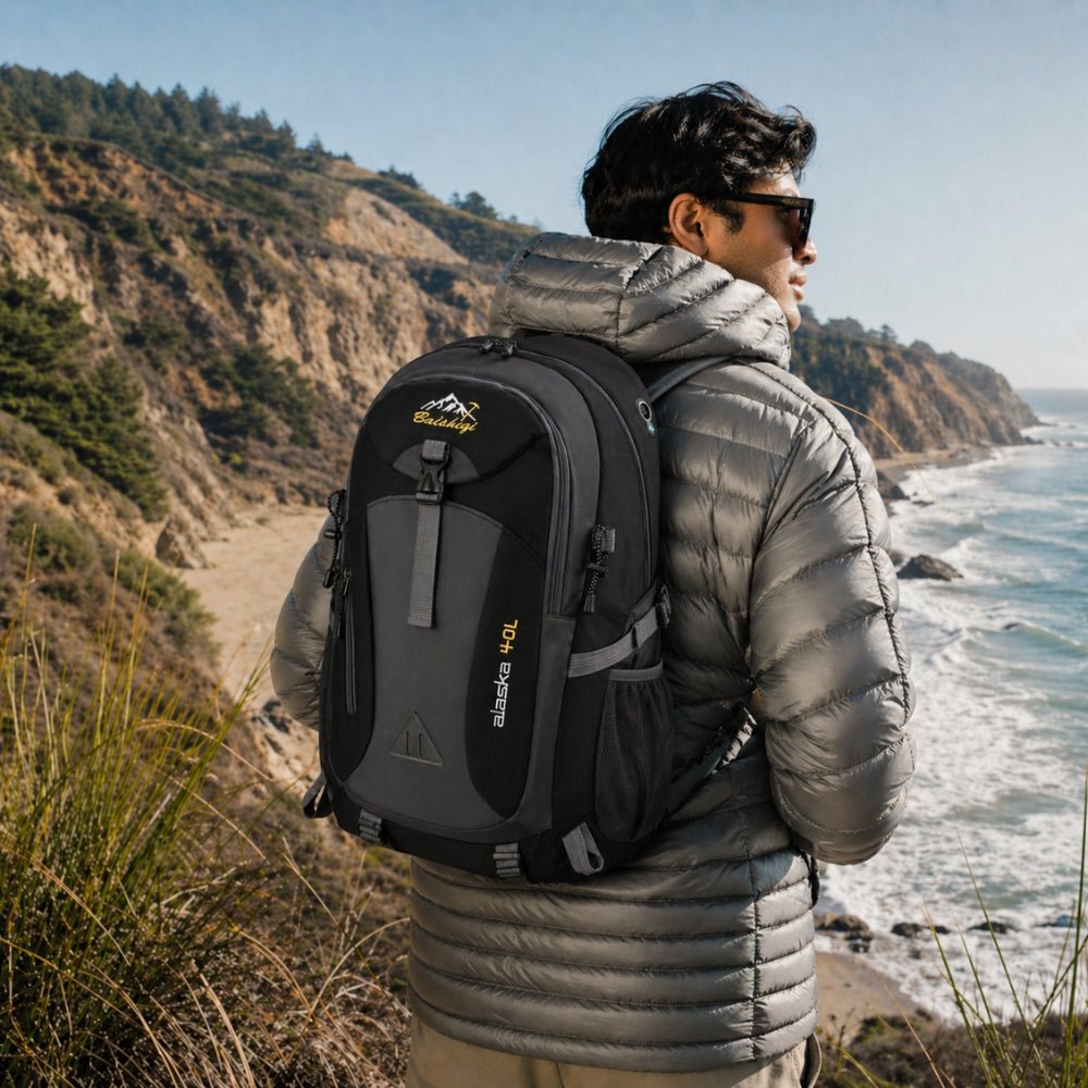 Water-Resistant 40L Hiking Backpack with Trekking Pole Straps-Field & Wild