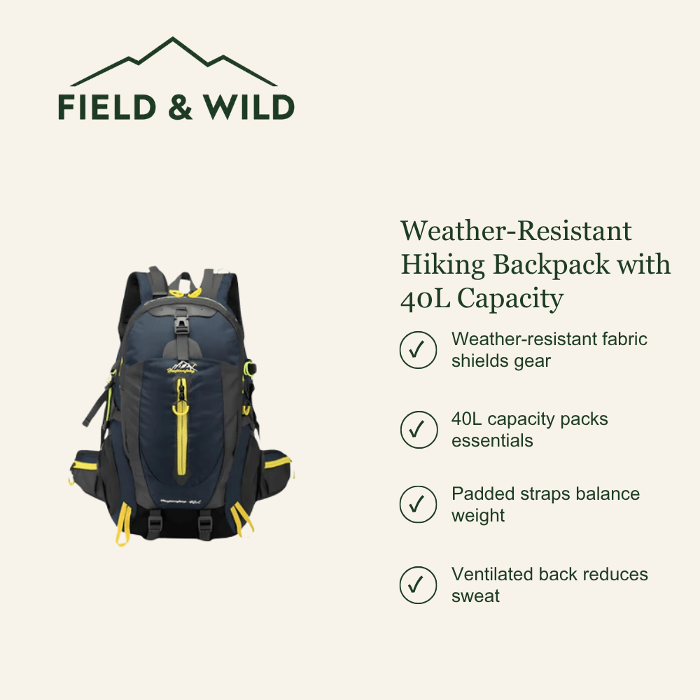 40L Hiking Backpack with Ventilated Back Support-Field & Wild