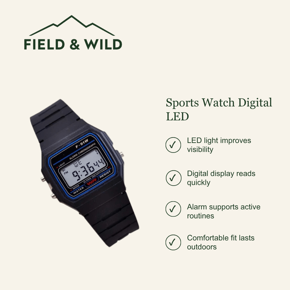 Digital Sports Watch with LED Display & Alarm Function-Field & Wild