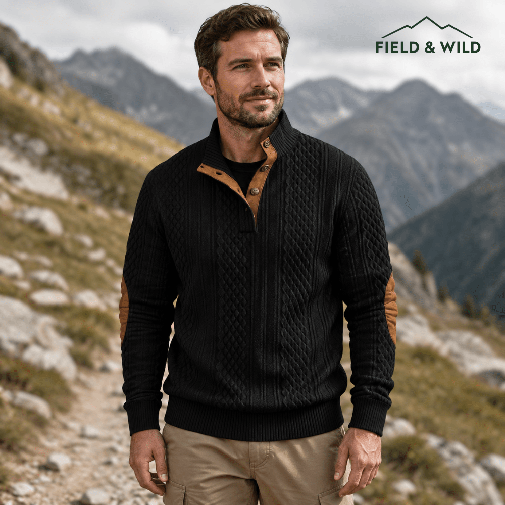 Knitted Outdoor Pullover with Reinforced Patches-Field & Wild