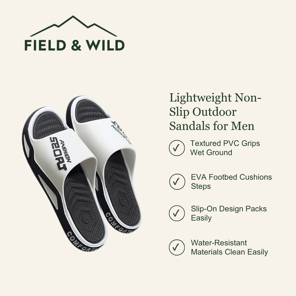 Men’s Slip-On Outdoor Sandals with Non-Slip Cushioned Sole-Field & Wild