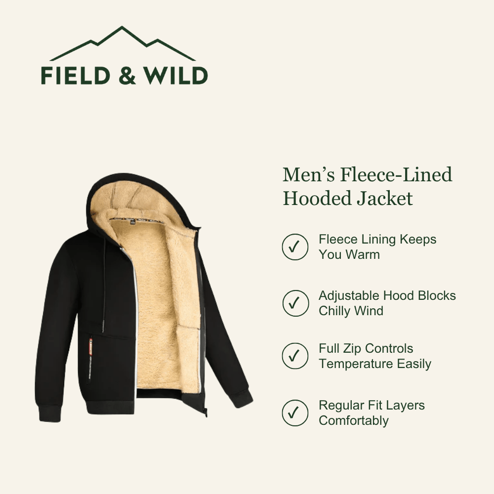 Men’s Hooded Outdoor Jacket with Fleece Lining-Field & Wild