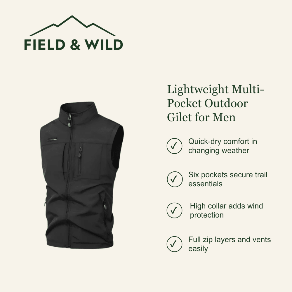 Men’s Lightweight Outdoor Gilet with Multi-Pocket Design-Field & Wild
