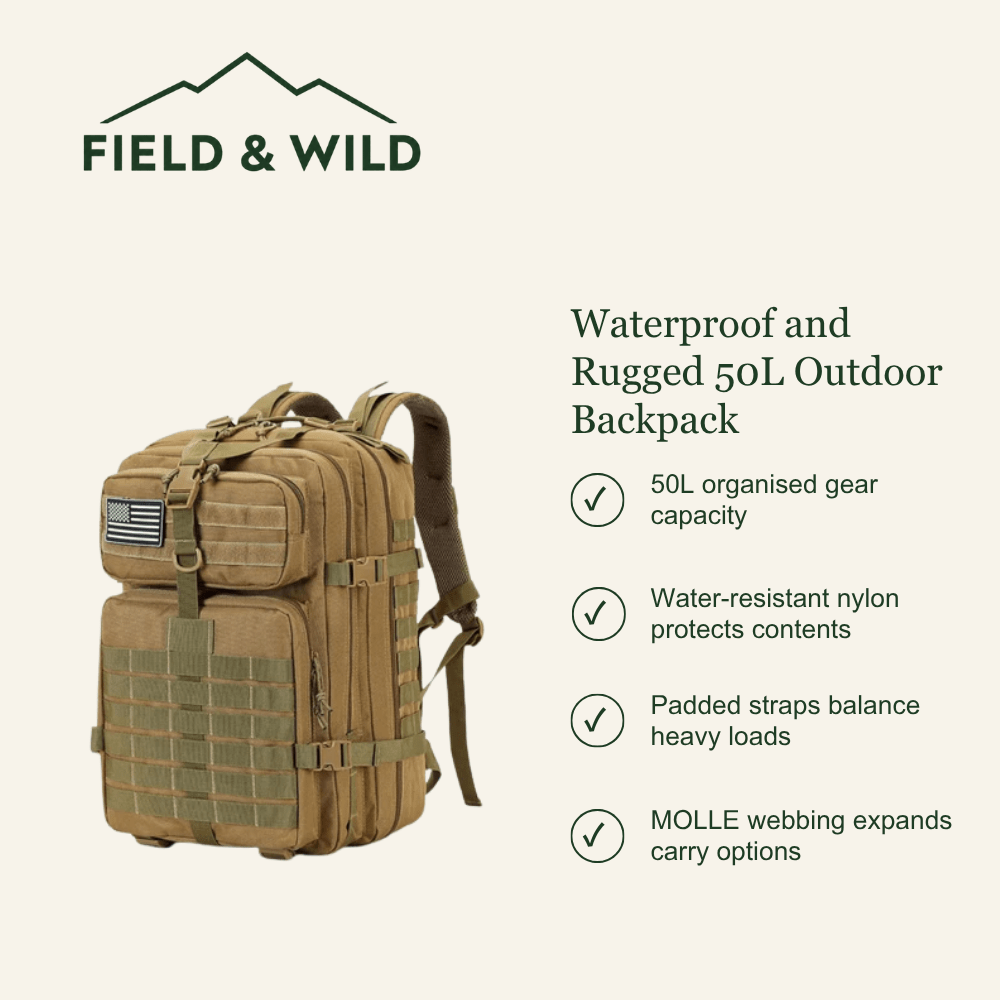 Waterproof 50L Outdoor Backpack with MOLLE Storage Design-Field & Wild
