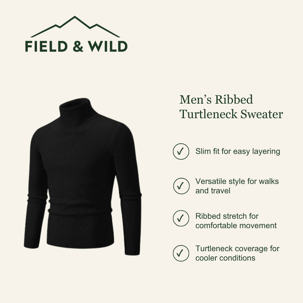 Men’s Ribbed Turtleneck Sweater - Field & Wild-Field & Wild