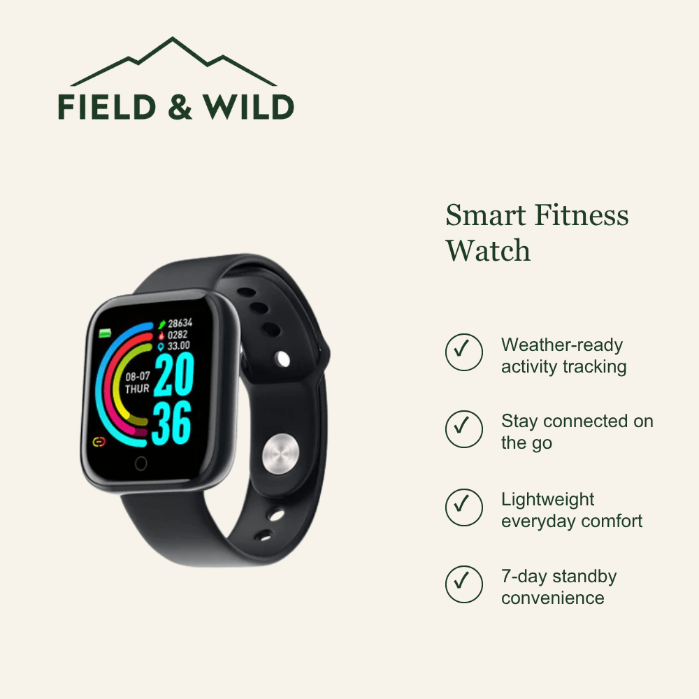 Smart Fitness Watch with Heart Rate Tracking & IP67 Waterproof Design-Field & Wild