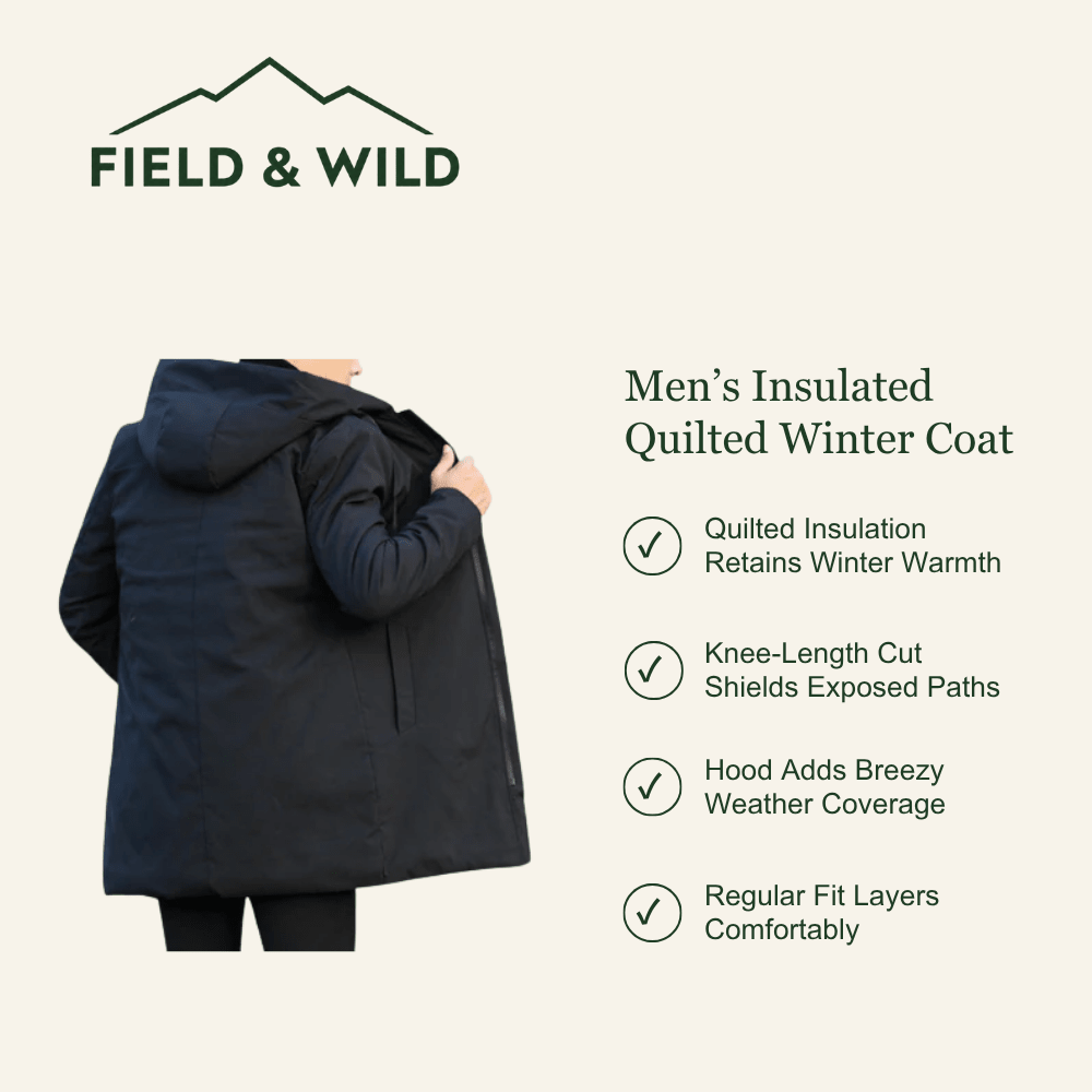 Men’s Hooded Quilted Winter Coat with Insulated Padding-Field & Wild