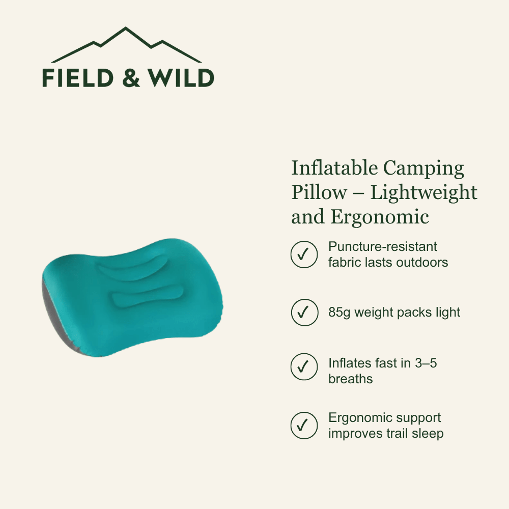 Compact Inflatable Camping Pillow with Ergonomic Neck Support-Field & Wild