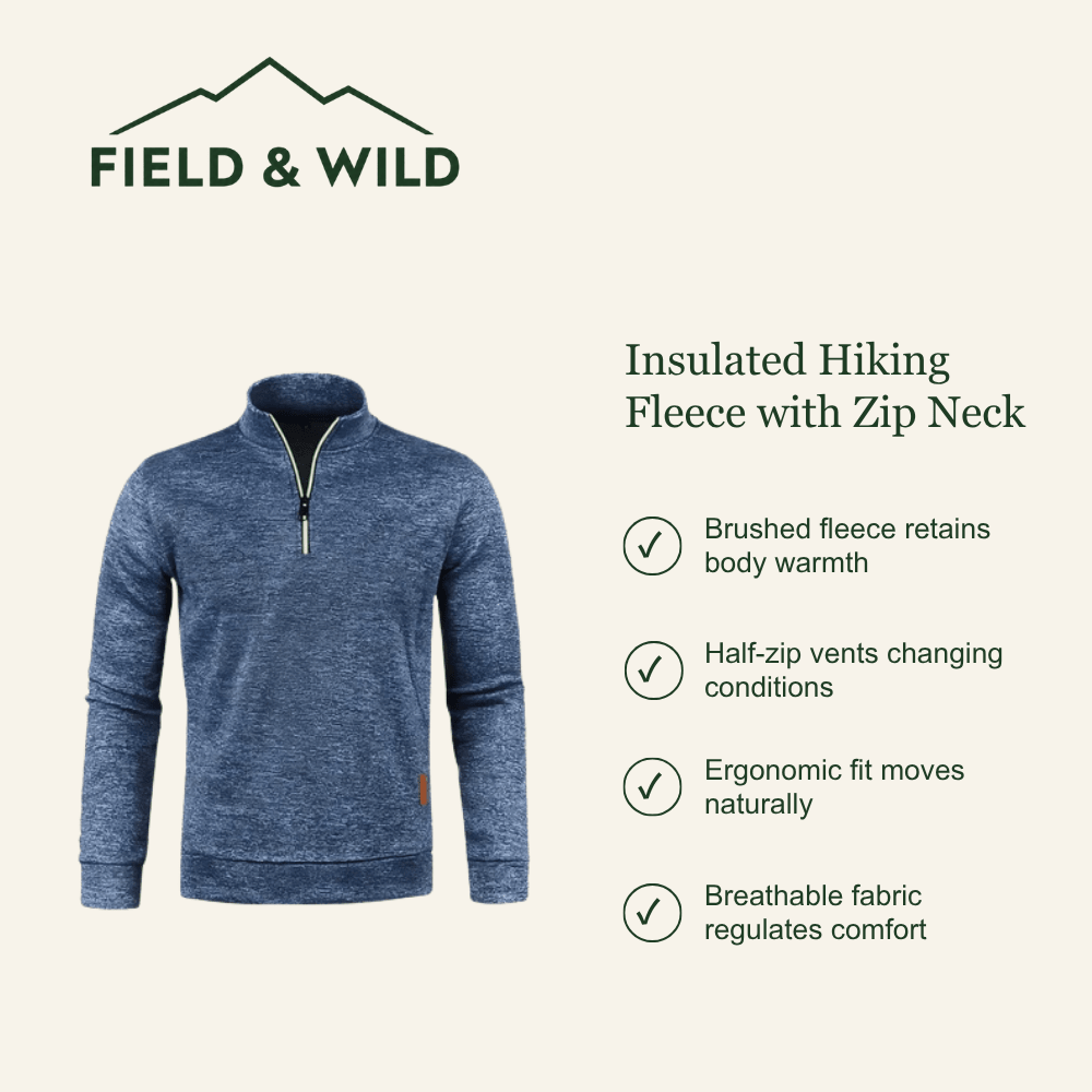 Insulated Half-Zip Hiking Fleece for Cold Weather-Field & Wild