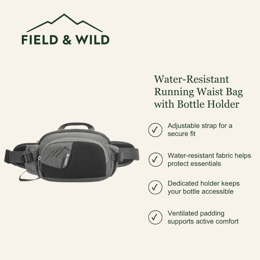 Water-Resistant Running Waist Bag with Bottle Holder - Field & Wild-Field & Wild