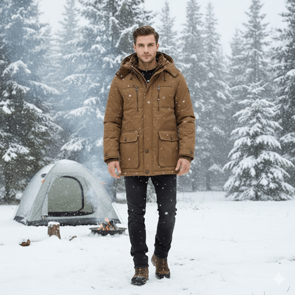 Men’s Padded Winter Jacket with Detachable Hood-Field & Wild