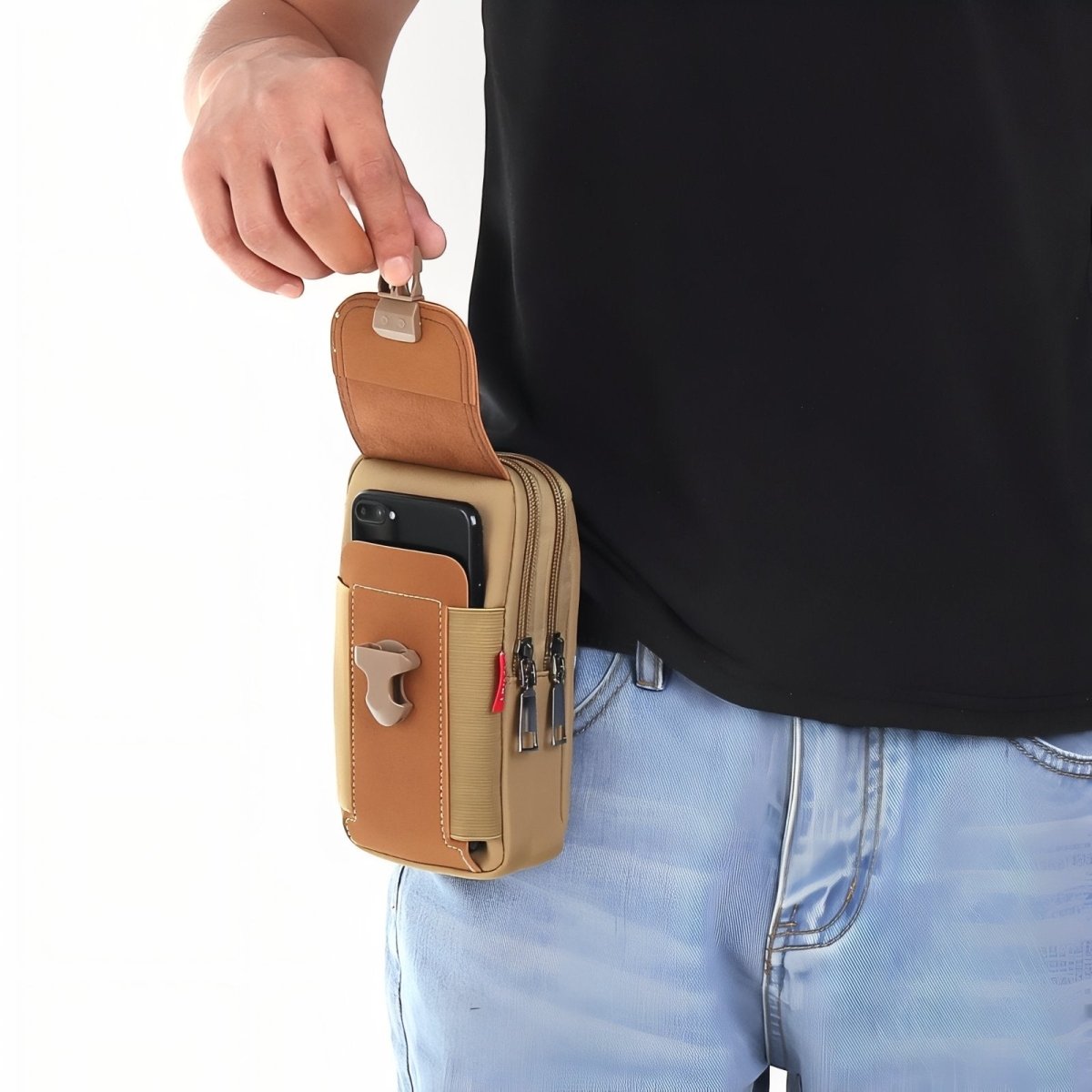 Compact Hiking Pouch with Belt Attachment & Zipped Compartments-Field & Wild