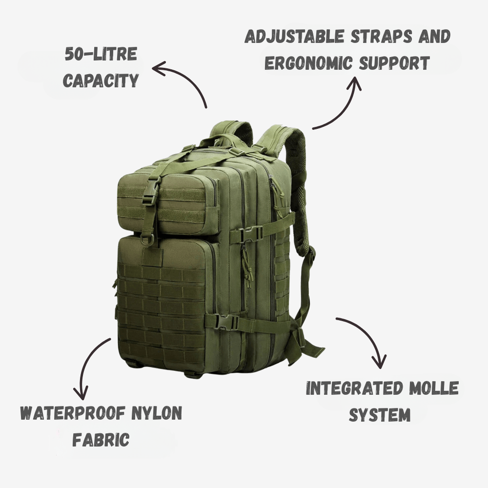 Durable Waterproof 50L Hiking Backpack | Active Peaks-Field & Wild