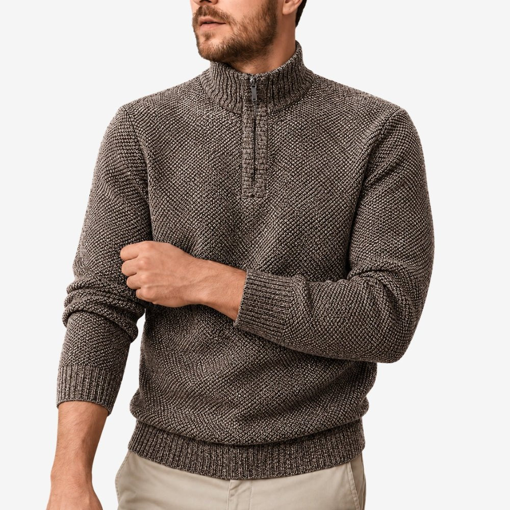 Men’s Half-Zip Thermal Fleece Jumper with Breathable Knit-Field & Wild