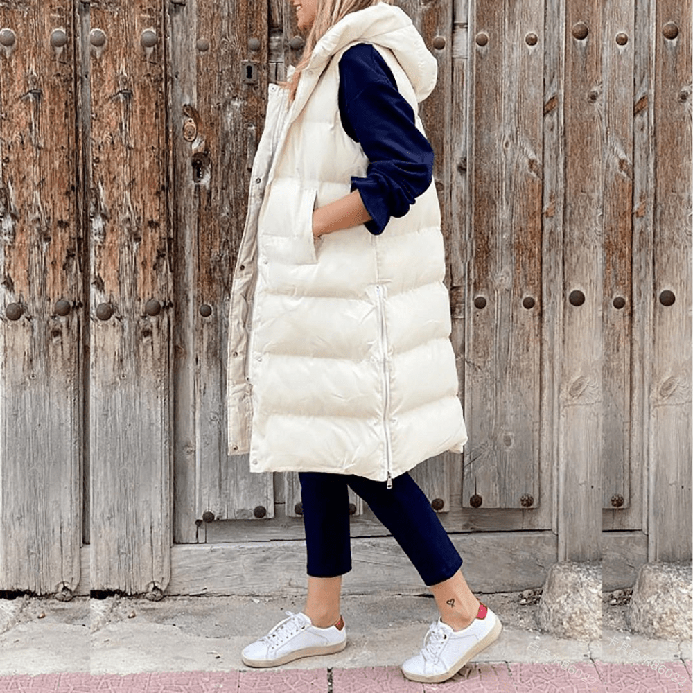 Longline Hooded Puffer Vest with Lightweight Padding-Field & Wild