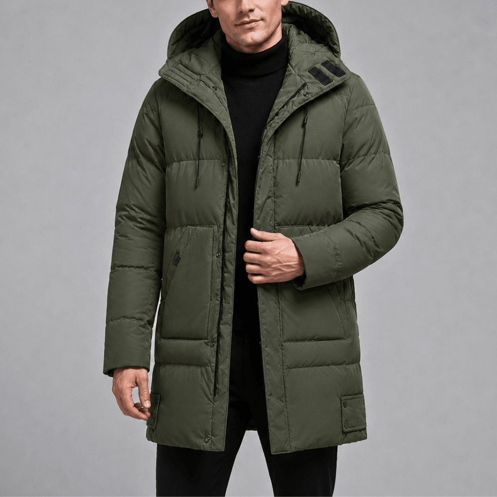 Men’s Hooded Puffer Jacket with Insulated Winter Padding-Field & Wild
