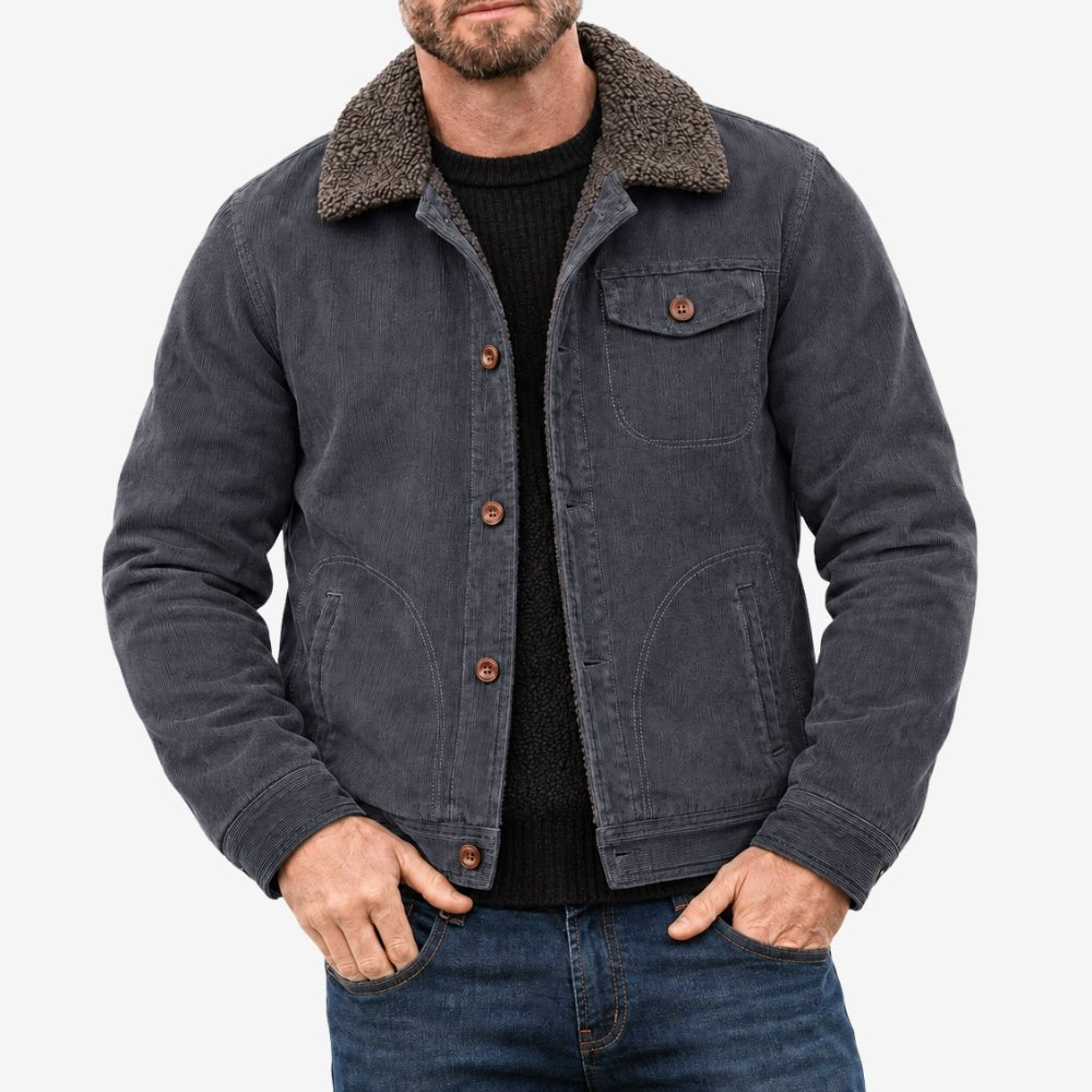 Men’s Fleece-Lined Cotton Outdoor Jacket with Chest Pockets-Field & Wild
