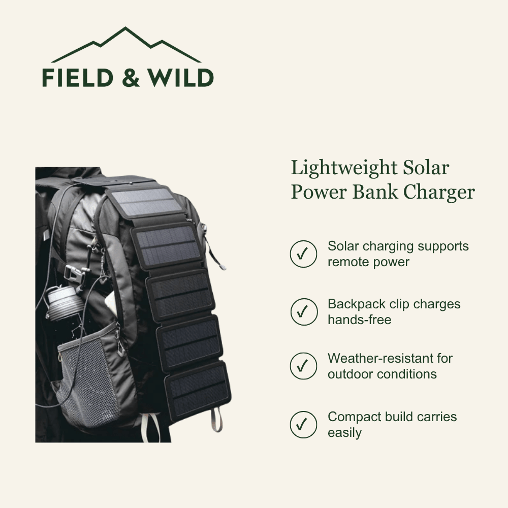 Lightweight Solar Charger Power Bank for Hiking & Camping-Field & Wild