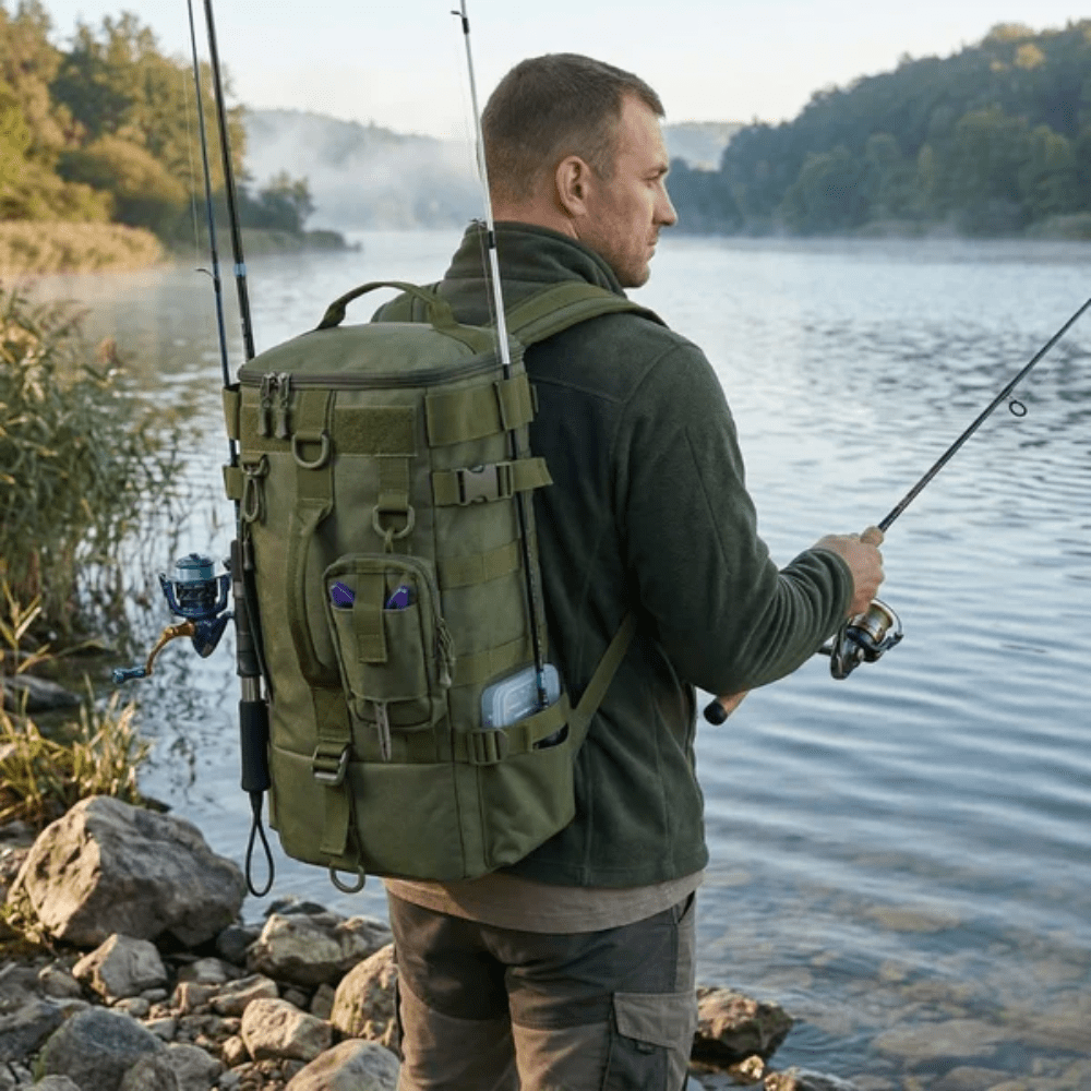 Water-Resistant Fishing Backpack with Rod Holders-Field & Wild