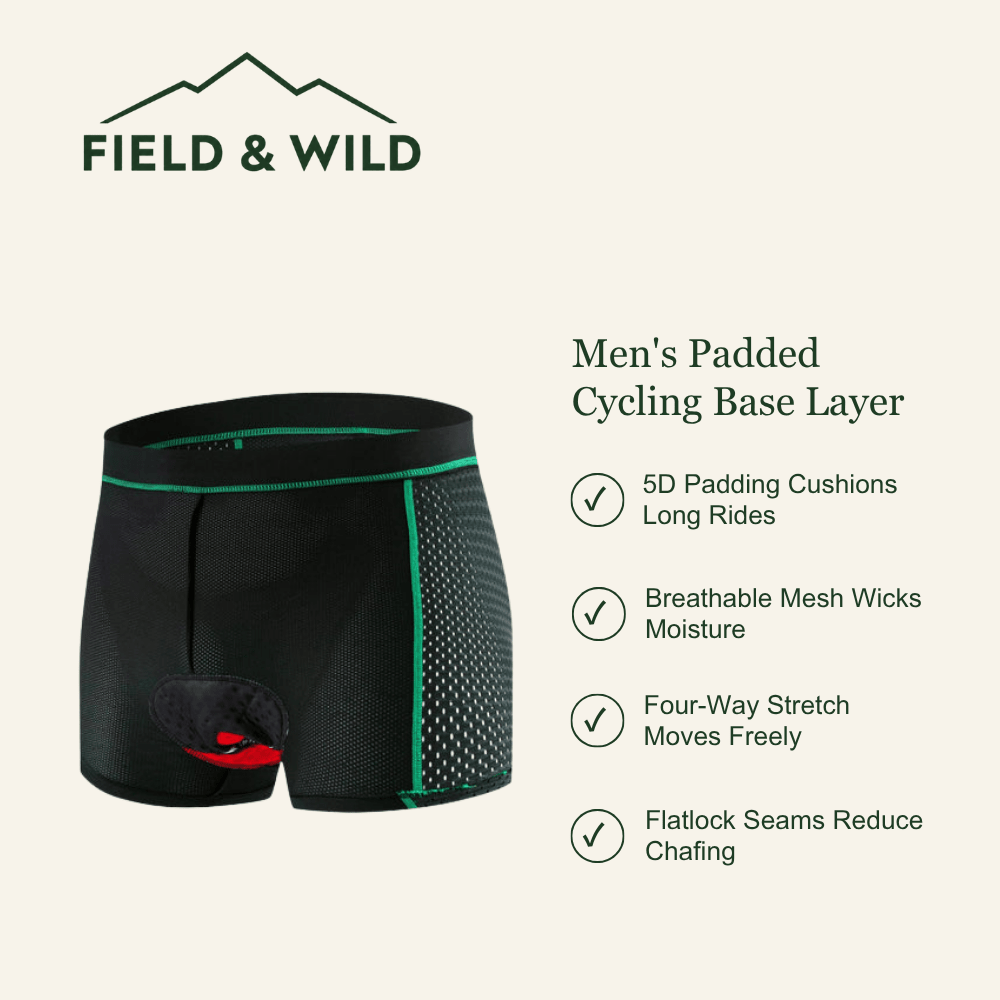 Men’s Breathable Padded Cycling Base Layer with 5D Foam-Field & Wild