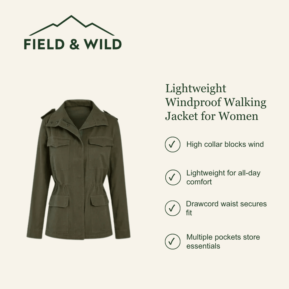 Women’s Windproof Walking Jacket with Adjustable Waist-Field & Wild