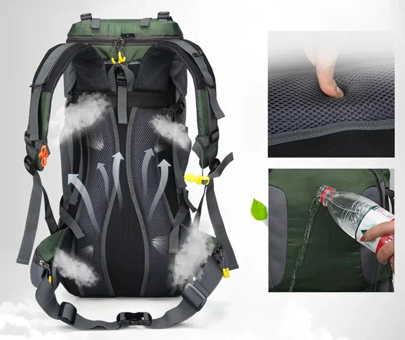 60L Trekking Backpack with Weather-Resistant Storage Design-Field & Wild