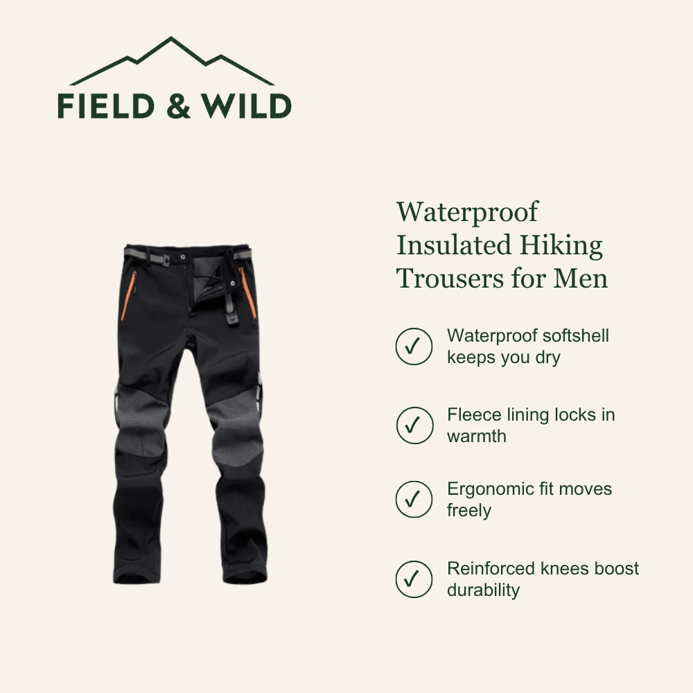Men’s Waterproof Insulated Hiking Trousers with Fleece Lining-Field & Wild